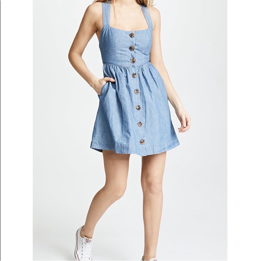Free People Carolina Chambray Mini Dress in Blue - Picture 5 of 8